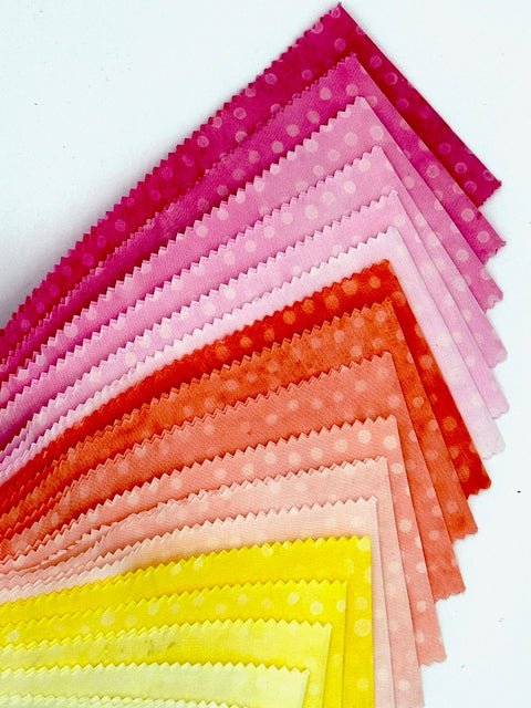 Java Batiks Pastel Rainbow Polka Dots Green Blue Yellow Orange Pink Batik Jelly Roll 40 2.5 Inch Fabric Strips ST-MASJAB-PRD