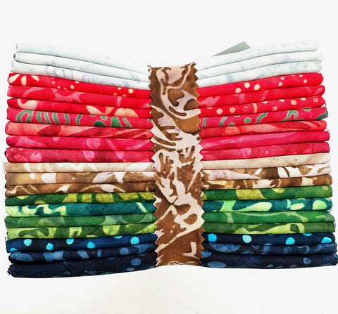 Java Batiks Holiday Light Grey Blue Red Green Brown Batik Fat Quarters 20 Fqs Fabric 18 x 22 FQ-MASJAB-HOL