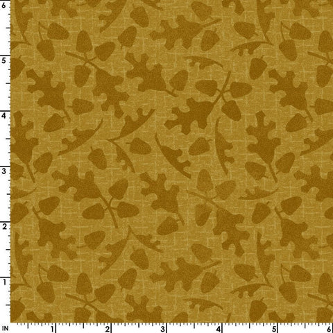 BTHY Maywood Woolies Autumn Harvest Flannel Cross Weave with Acorns Gold Yellow Cotton Flannel Fabric Half Yard 9956-S