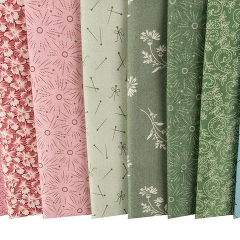 NEW Andover Sewing Basket Floral Edyta Sitar Laundry Basket Quilts LBQ Cream Blue Pink Green Beige 28 Fat Eighth F8 Fabric Bundle