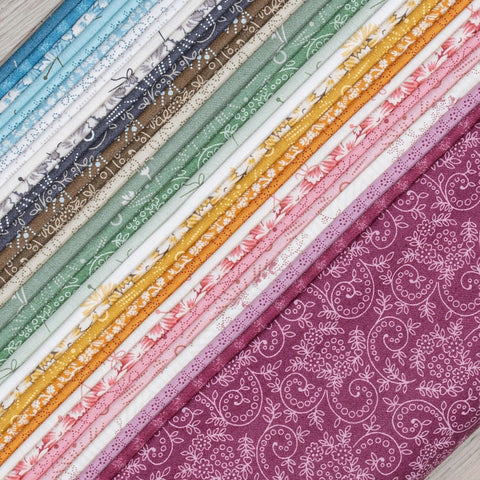 NEW Andover Sewing Basket Floral Edyta Sitar Laundry Basket Quilts LBQ Cream Blue Pink Green Beige Charm Square Fabric Bundle