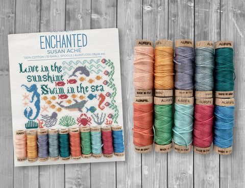 PREORDER Aurifil Aurifloss Enchanted by Susan Ache Orange Blue 6 strand Floss Spool Cotton Embroidery Thread Set of 10 SA30EC10