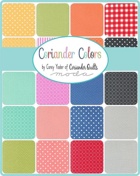 NEW Moda Coriander Colors Corey Yoder Coordinates Rainbow Red Yellow Green Blue Polka Dot Gingham Cotton Layer Cake Fabric
