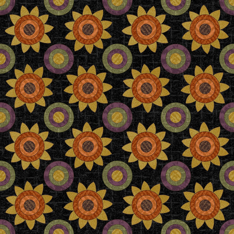 4 YARDS Maywood Woolies Autumn Harvest Flannel Sunflowers Black Cotton Flannel Fabric 4 Yard 9953-J