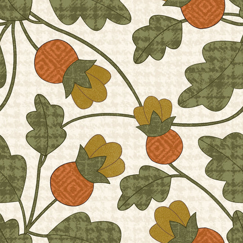 BTHY Maywood Woolies Autumn Harvest Flannel Pumpkin Blossom Cream Ecru Cotton Flannel Fabric Half Yard 9952-E
