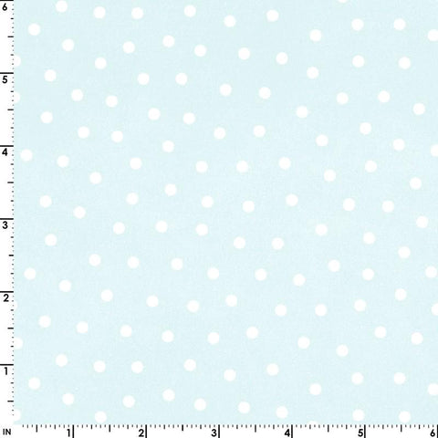 BTHY Maywood Little Lambies Woolies Light Aqua White Baby Polka Dot Cotton Flannel Fabric Half Yard 18506-QW