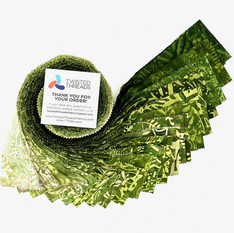 Java Batiks Olive Green Batik Jelly Roll 40 2.5 Inch Fabric Strips ST-MASJAB-OLG