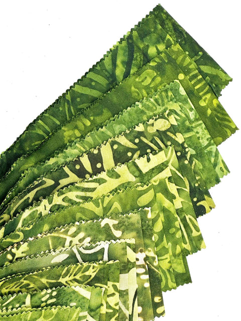 Java Batiks Olive Green Batik Jelly Roll 40 2.5 Inch Fabric Strips ST-MASJAB-OLG