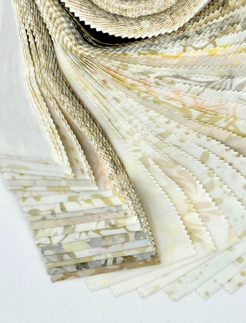 Java Batiks Tan Beige Cream Batik Jelly Roll 40 2.5 Inch Fabric Strips ST-MASJAB-TAN2