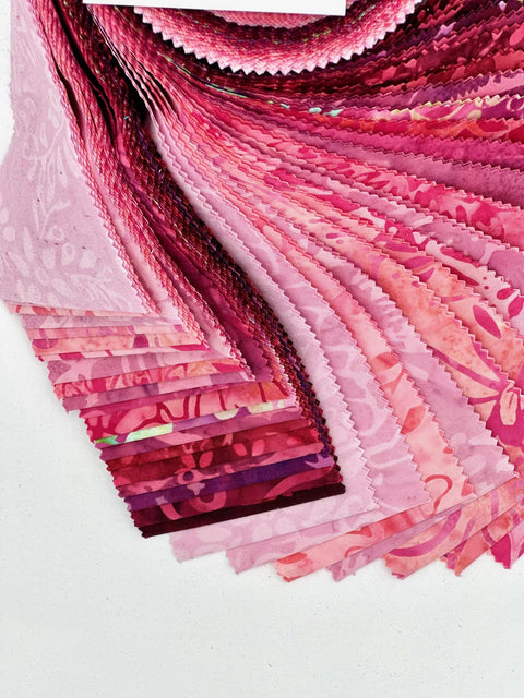Java Batiks Sweetheart Red to Pink Batik Jelly Roll 40 2.5 Inch Fabric Strips ST-MASJAB-SWE New