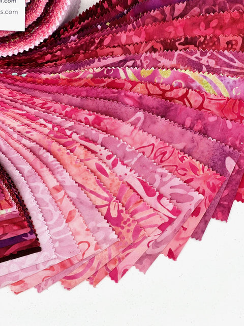 Java Batiks Sweetheart Red to Pink Batik Jelly Roll 40 2.5 Inch Fabric Strips ST-MASJAB-SWE New