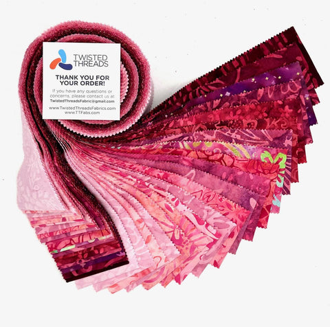 Java Batiks Sweetheart Red to Pink Batik Jelly Roll 40 2.5 Inch Fabric Strips ST-MASJAB-SWE New