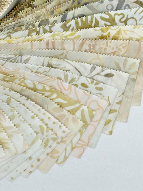 Java Batiks Tan Beige Cream Batik Jelly Roll 40 2.5 Inch Fabric Strips ST-MASJAB-TAN2