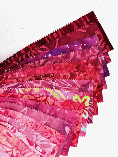 Java Batiks Sweetheart Red to Pink Batik Jelly Roll 40 2.5 Inch Fabric Strips ST-MASJAB-SWE New