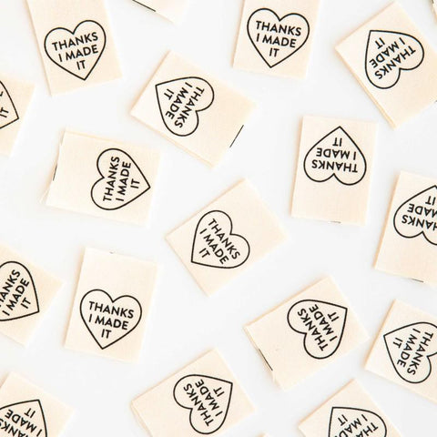 Sarah Hearts Thanks I Made It in Quilting Sew In Quilt Labels Fun Modern Quilt Label LC213