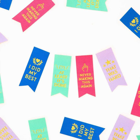 Sarah Hearts Award Ribbon Multi Pack Quilting Sew In Quilt Labels Fun Modern Quilt Label LC225