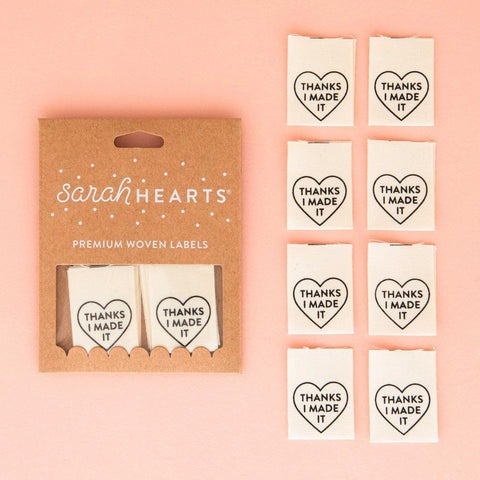 Sarah Hearts Thanks I Made It in Quilting Sew In Quilt Labels Fun Modern Quilt Label LC213