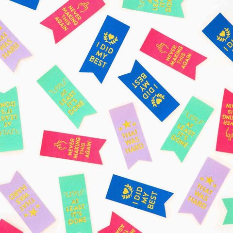 Sarah Hearts Award Ribbon Multi Pack Quilting Sew In Quilt Labels Fun Modern Quilt Label LC225