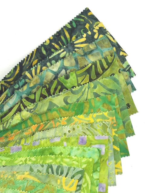 Java Batiks Bright Lime Green Batik Jelly Roll 40 2.5 Inch Fabric Strips ST-MASJAB-BRG