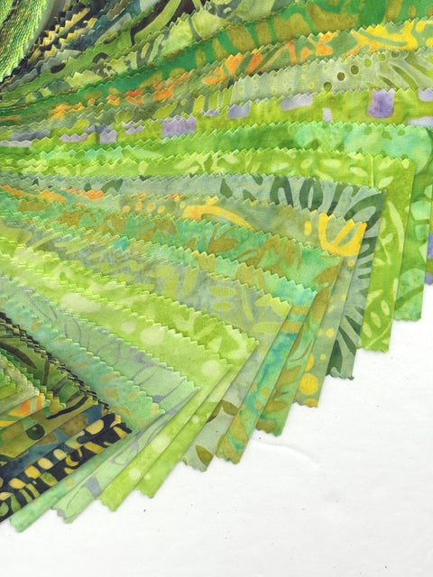Java Batiks Bright Lime Green Batik Jelly Roll 40 2.5 Inch Fabric Strips ST-MASJAB-BRG