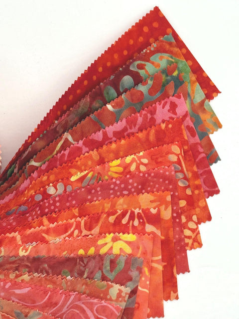 Java Batiks Orange Batik Jelly Roll 40 2.5 Inch Fabric Strips ST-MASJAB-ORA2