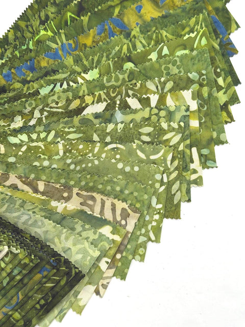 Java Batiks Olive Green Batik Jelly Roll 40 2.5 Inch Fabric Strips ST-MASJAB-OLG2