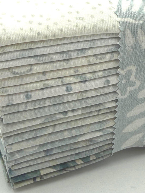 Java Batiks Winter Whites Light Grey to Medium Gray Lights Batik Fat Quarters 20 Fqs Fabric 18 x 22 FQ-MASJAB-WIN2