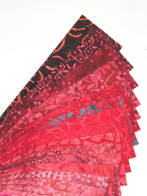 Java Batiks Red Version 3 Batik Jelly Roll 40 2.5 Inch Fabric Strips ST-MASJAB-RED3