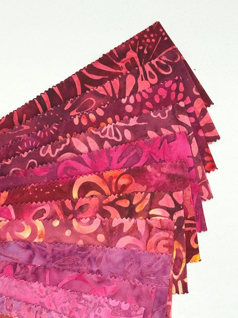 Java Batiks Sweetheart 3 Red to Pink Batik Jelly Roll 40 2.5 Inch Fabric Strips ST-MASJAB-SWE3