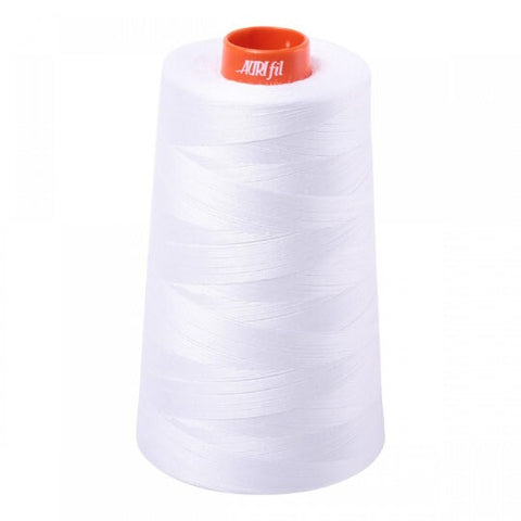 AURIFIL Cone 2024 Bright White Egyptian Mako Cotton 50 Weight Wt 5900 Meters 6452 Yards Quilt Cotton Quilting Thread