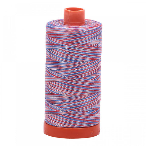 AURIFIL Variegated 3852 Liberty MAKO 50 Weight Wt 1300m 1422y Red White Blue Patriotic Spool Quilt Cotton Quilting Thread