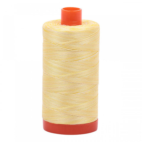 AURIFIL Variegated 3910 Lemon Ice MAKO 50 Weight Wt 1300m 1422y Light Yellow White Spool Quilt Cotton Quilting Thread