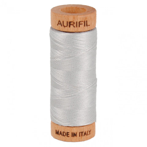 AURIFIL 2615 Aluminum Light Grey Gray Neutral MAKO 80 Weight Wt 274 meters 300 yards Spool Quilt Hand Applique Cotton Quilting Thread
