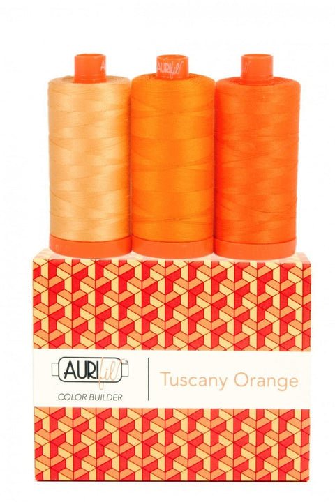 Aurifil TUSCANY Color Builder Mako Cotton 50 Weight Wt Large Spool Tangerine Orange Quilting Thread Set of 3 2214 1133 1104