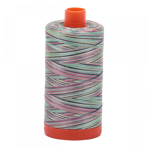 AURIFIL Variegated 3817 Marrakesh MAKO 50 Weight Wt 1300m 1422y Pink Blue Yellow Green Rainbow Spool Quilt Cotton Quilting Thread