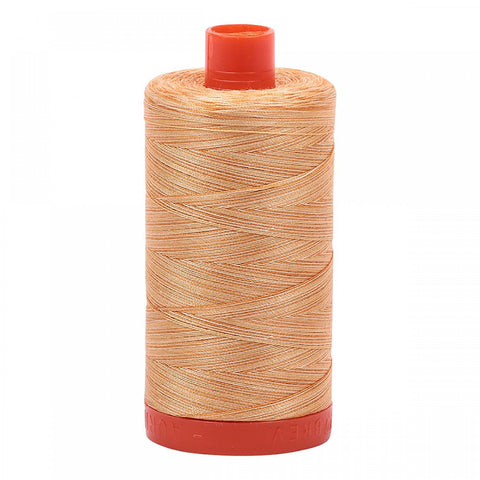 AURIFIL Variegated 4150 Creme Brule MAKO 50 Weight Wt 1300m 1422y Orange Yellow White Spool Quilt Cotton Quilting Thread