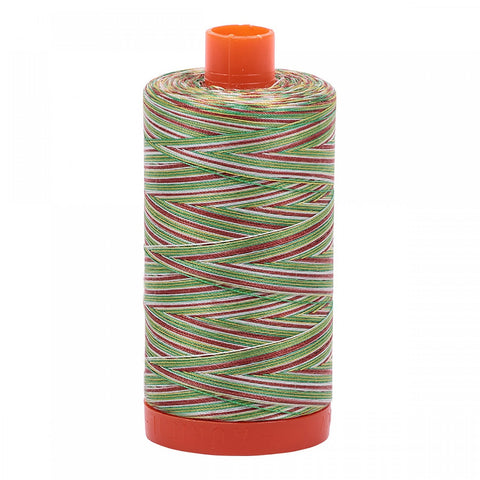 AURIFIL Variegated 4650 Leaves MAKO 50 Weight Wt 1300m 1422y Red Green White Spool Quilt Cotton Quilting Thread