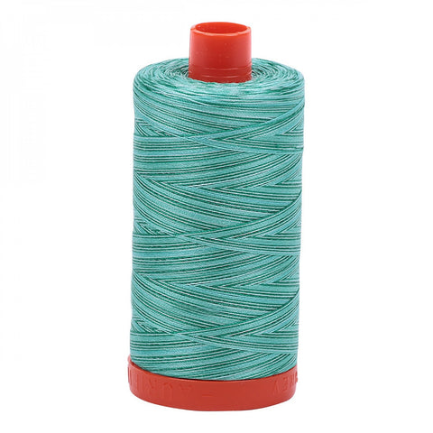 AURIFIL Variegated 4662 Creme de Menthe MAKO 50 Weight Wt 1300m 1422y Green Teal White Spool Quilt Cotton Quilting Thread