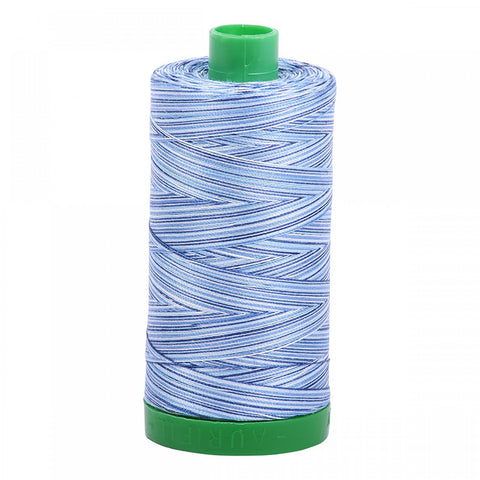 AURIFIL Variegated 4655 Storm at Sea MAKO 40 Weight Wt 1000m 1094y Dark Blue White Spool Quilt Cotton Quilting Thread