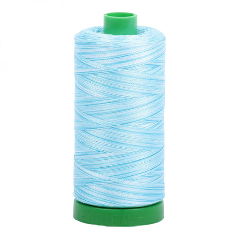 AURIFIL Variegated 4663 Baby Blue Eyes MAKO 40 Weight Wt 1000m 1094y Aqua Baby Blue White Spool Quilt Cotton Quilting Thread