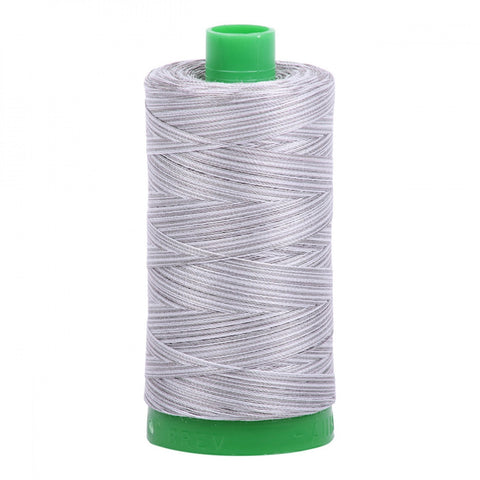 AURIFIL Variegated 4670 Silver Fox Grey MAKO 40 Weight Wt 1000m 1094y Gray Grey White Spool Quilt Cotton Quilting Thread