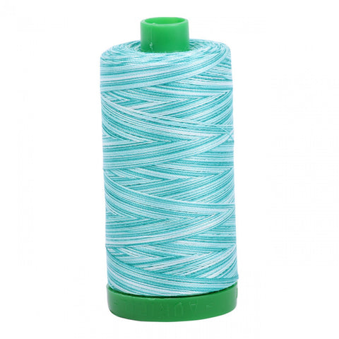 AURIFIL Variegated 4654 Turquoise Foam MAKO 40 Weight Wt 1000m 1094y Quilt Cotton Quilting Thread