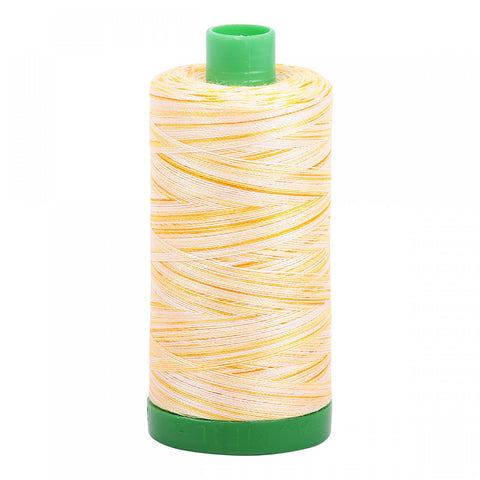 AURIFIL Variegated 4658 Limoni Di Monterosso Yellow MAKO 40 Weight Wt 1000m 1094y Yellow Orange White Spool Quilt Cotton Quilting Thread