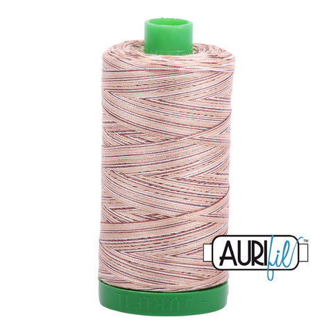 AURIFIL Variegated 4666 Biscotti MAKO 40 Weight Wt 1000m 1094y Brown Beige Tan White Spool Quilt Cotton Quilting Thread