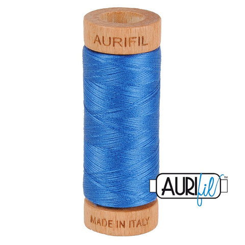 AURIFIL 2730 Delft Blue MAKO 80 Weight Wt 274 meters 300 yards Spool Quilt Hand Applique Cotton Quilting Thread