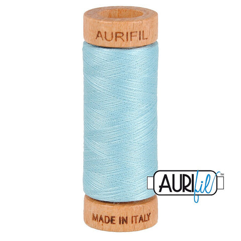 AURIFIL 2805 Light Grey Turquoise Blue MAKO 80 Weight Wt 274 meters 300 yards Spool Quilt Hand Applique Cotton Quilting Thread