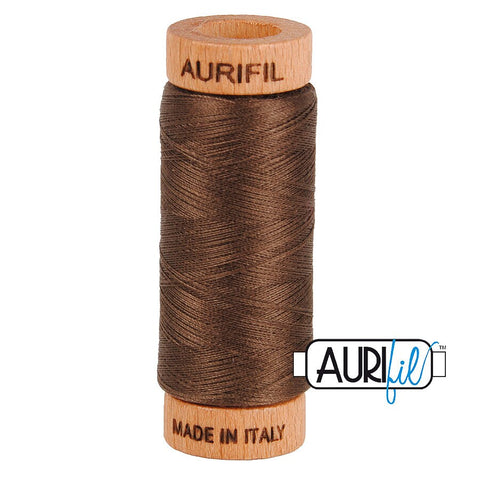 AURIFIL 1140 Bark Brown MAKO 80 Weight Wt 274 meters 300 yards Spool Quilt Hand Applique Cotton Quilting Thread