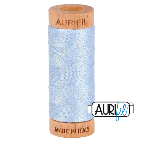 AURIFIL 2710 Light Robins Egg Blue MAKO 80 Weight Wt 274 meters 300 yards Spool Quilt Hand Applique Cotton Quilting Thread
