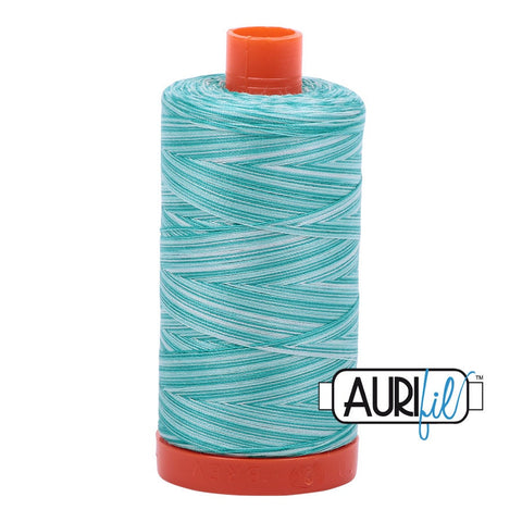 AURIFIL Variegated 4654 Turquoise Foam MAKO 50 Weight Wt 1300m 1422y Aqua Teal White Spool Quilt Cotton Quilting Thread