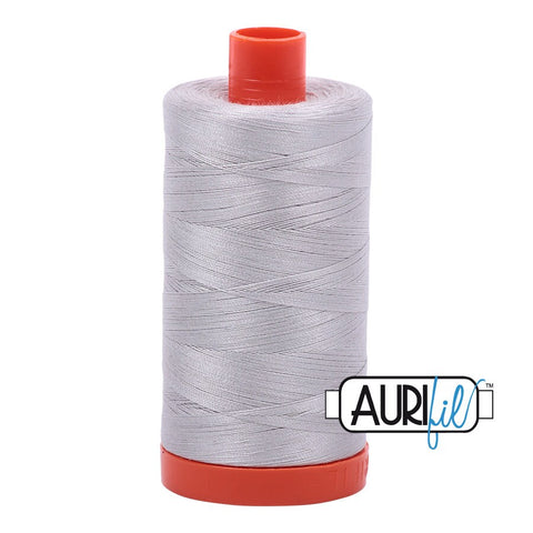 AURIFIL 2615 Aluminum MAKO 50 Weight Wt 1300m 1422y Spool Light Gray Quilt Cotton Quilting Thread